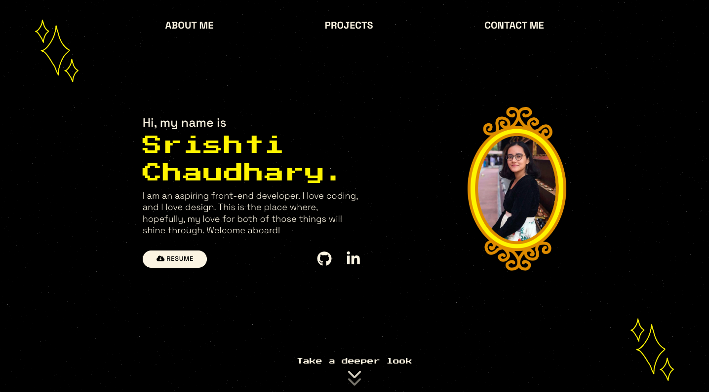 screenshot of personal portfolio website project